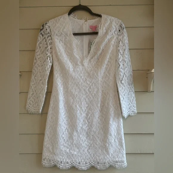 Lilly Pulitzer Meryl Dress Resort White Diamond Lace Size 0 New with Tags - Picture 4 of 16
